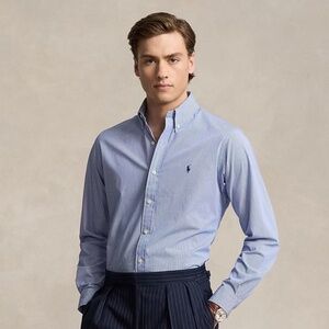 Striped Stretch Poplin Shirt Polo Ralph Lauren M 15.5 Classic Fit D315